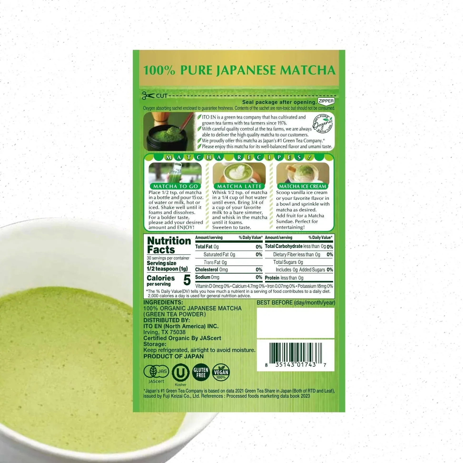 ITOEN USDA ORGANIC MATCHA POWDER 1.06 OZ - Image 2