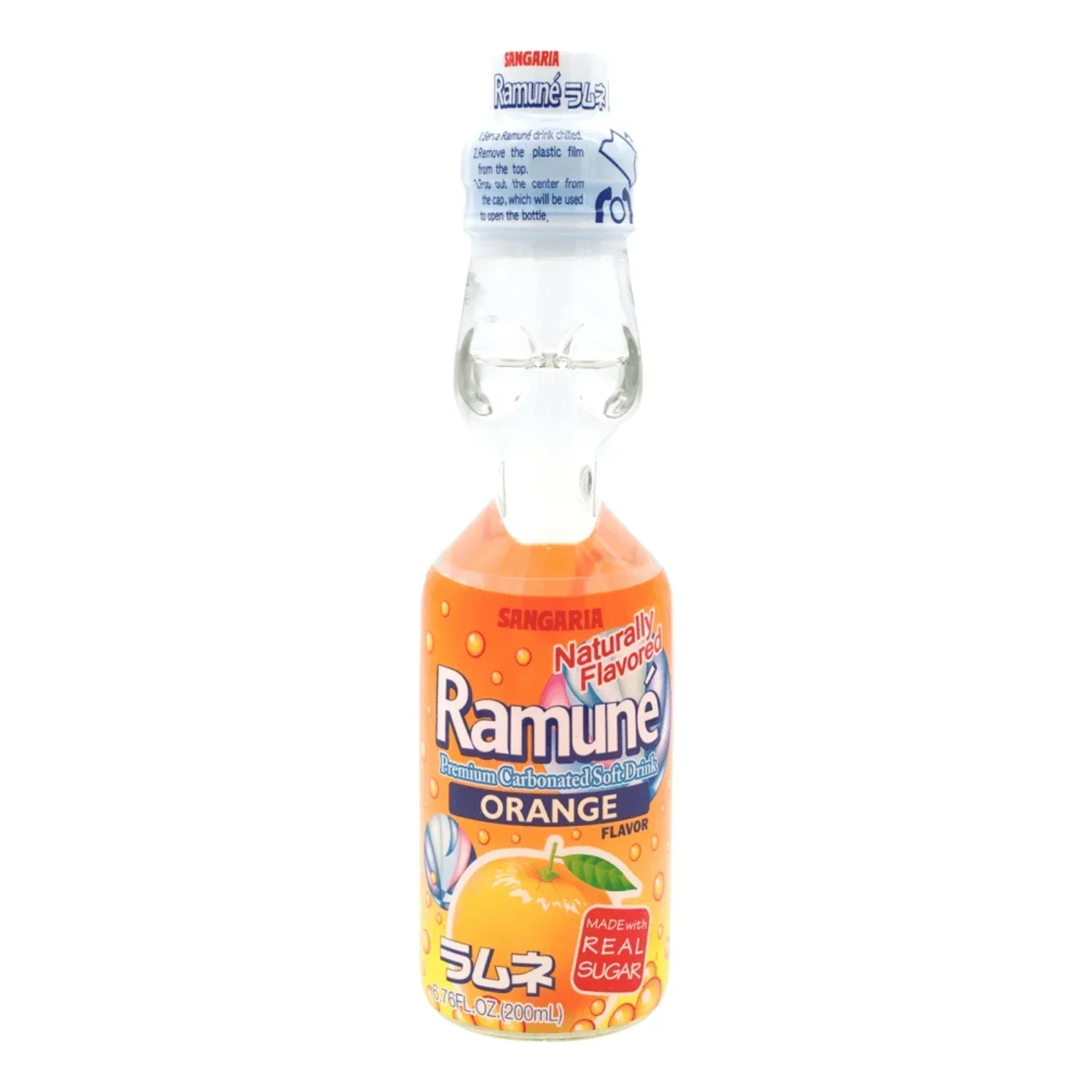SANGARIA RAMUNE, FLAVOR - ORANGE PREMIUM CARBONATED SOFT DRINK  6.76FL OZ/200ML - Image 2